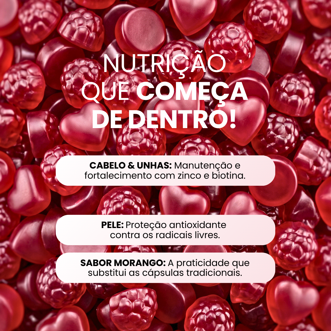 Suplemento Alimentar em Gomas para Cabelos, Pele e Unhas